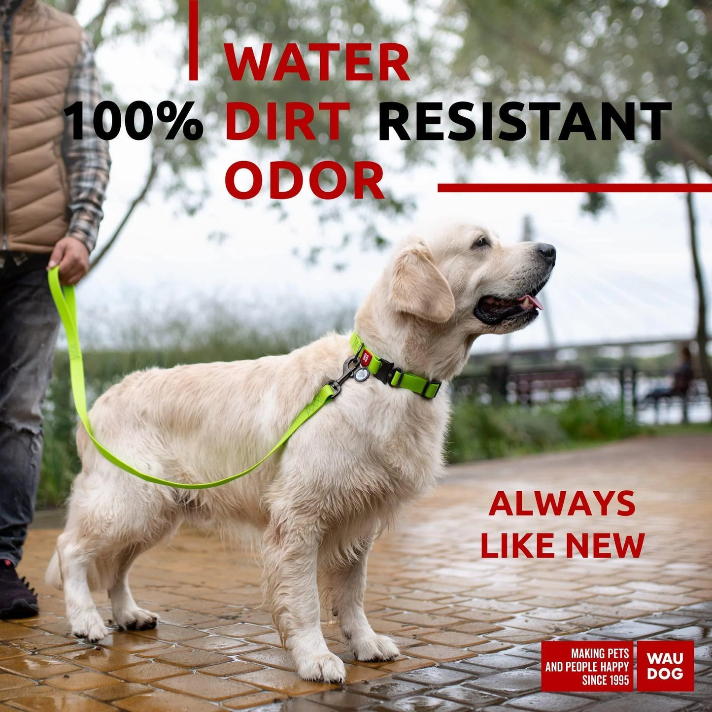 WAUDOG Waterproof Dog Leash 4 Ft 6 Ft anti Slip Dog Leash for Large Dogs Small and Medium Dogs Heavy Duty Dog Leash with Water and Dirt Resistant Long or Short Dog Leashes for Boy & Girl Dogs