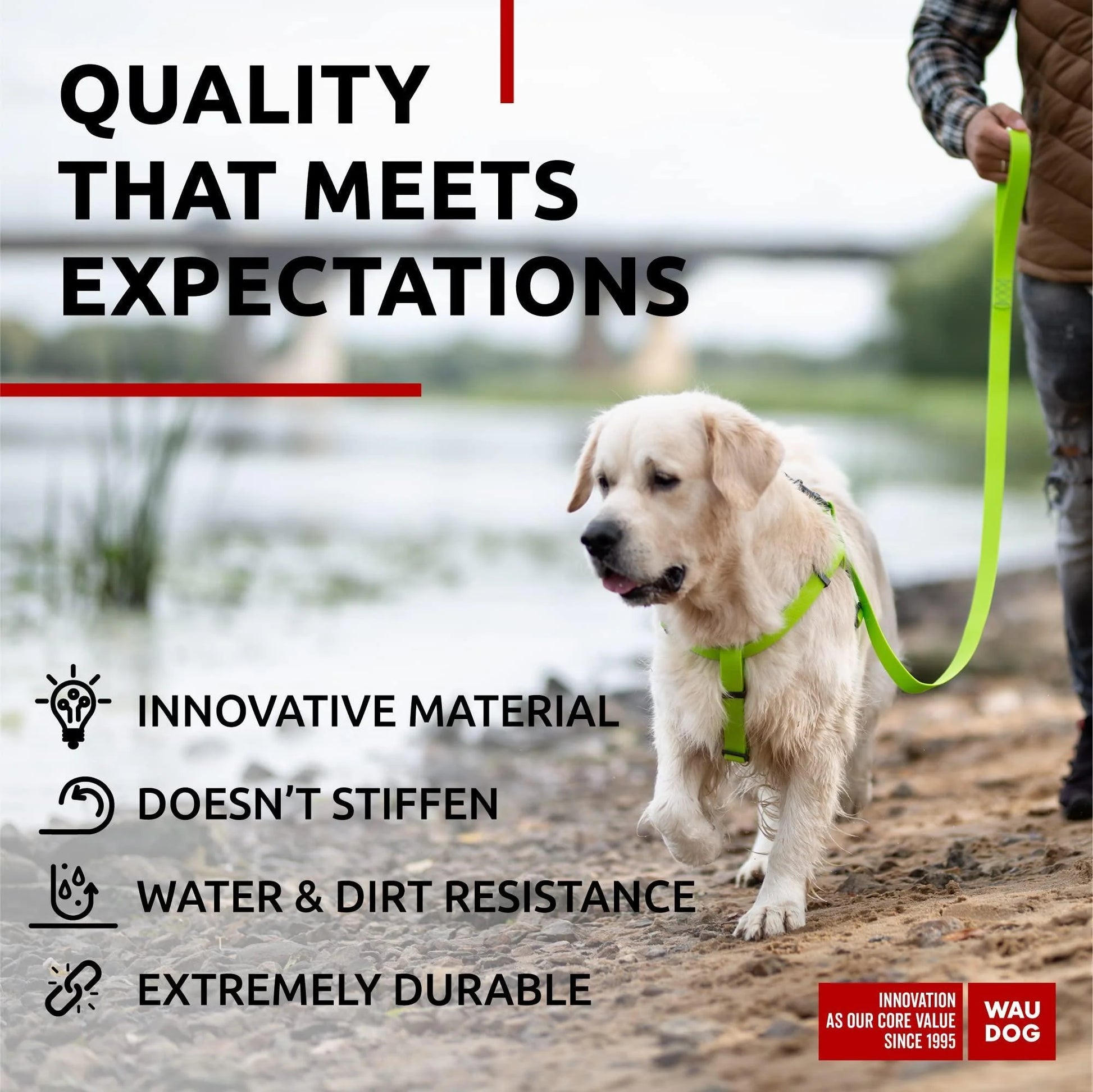 WAUDOG Waterproof Dog Leash 4 Ft 6 Ft anti Slip Dog Leash for Large Dogs Small and Medium Dogs Heavy Duty Dog Leash with Water and Dirt Resistant Long or Short Dog Leashes for Boy & Girl Dogs